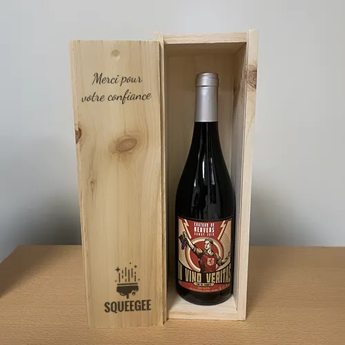 Coffret vin personnalisé en bois avec sérigraphie