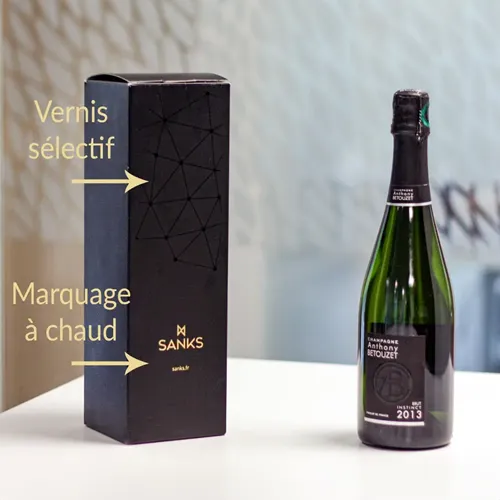 Étui champagne luxe personnalisé avec bouteille