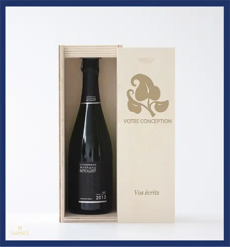 Coffret bois champagne cadeau client une bouteille